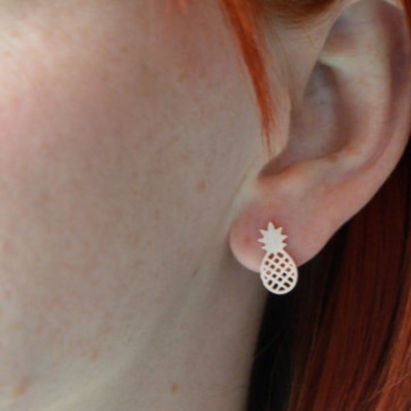 3/$25 New Silver Pineapple Stud Earrings - Picture 2 of 3
